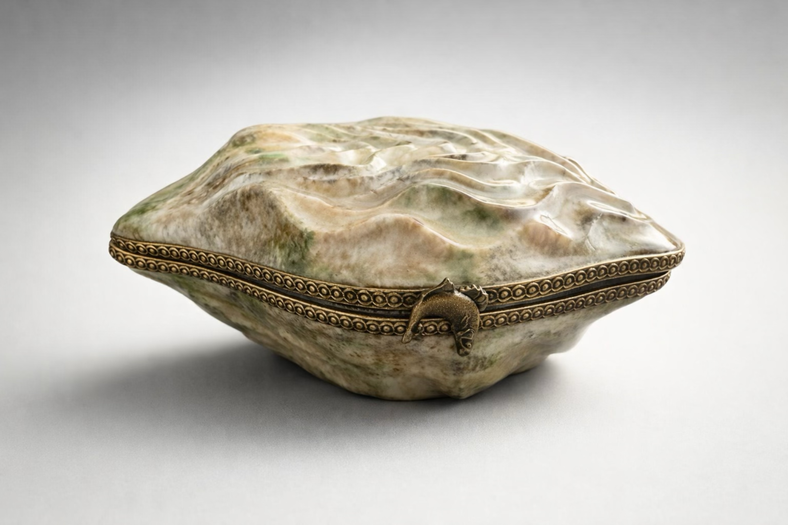 limoges oyster shell porcelain trinket box